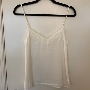 White satin lace trim cami
